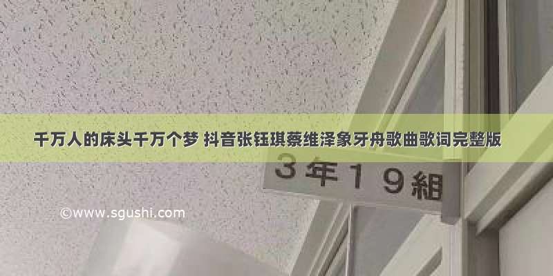 千万人的床头千万个梦 抖音张钰琪蔡维泽象牙舟歌曲歌词完整版