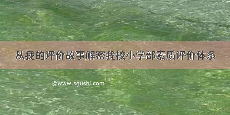 从我的评价故事解密我校小学部素质评价体系