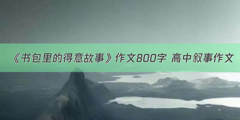 《书包里的得意故事》作文800字 高中叙事作文