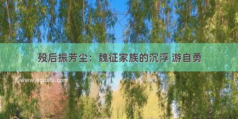 殁后振芳尘：魏征家族的沉浮 　游自勇