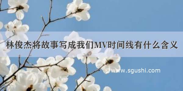 林俊杰将故事写成我们MV时间线有什么含义