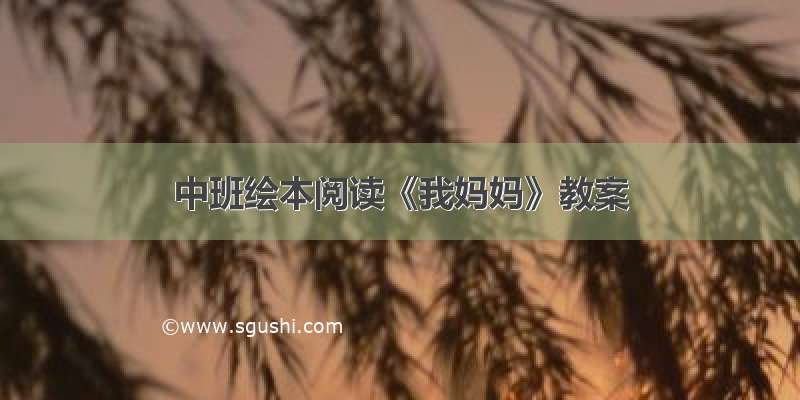 中班绘本阅读《我妈妈》教案