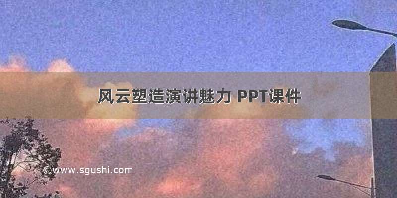 风云塑造演讲魅力 PPT课件