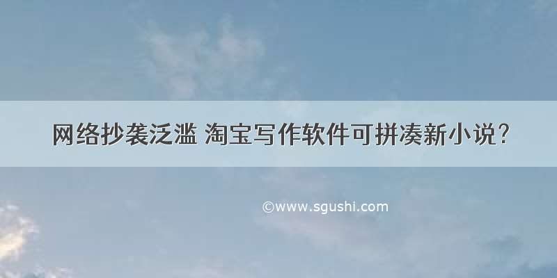 网络抄袭泛滥 淘宝写作软件可拼凑新小说？