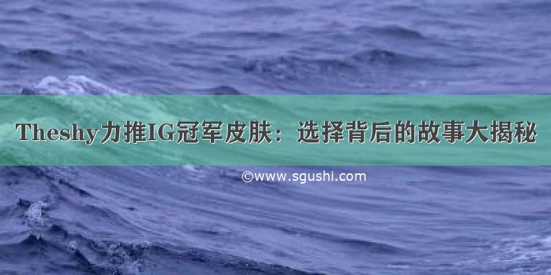 Theshy力推IG冠军皮肤：选择背后的故事大揭秘