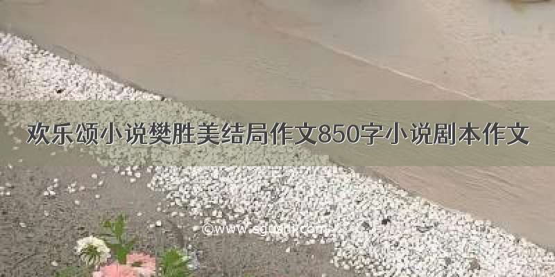 欢乐颂小说樊胜美结局作文850字小说剧本作文