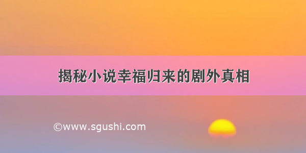 揭秘小说幸福归来的剧外真相